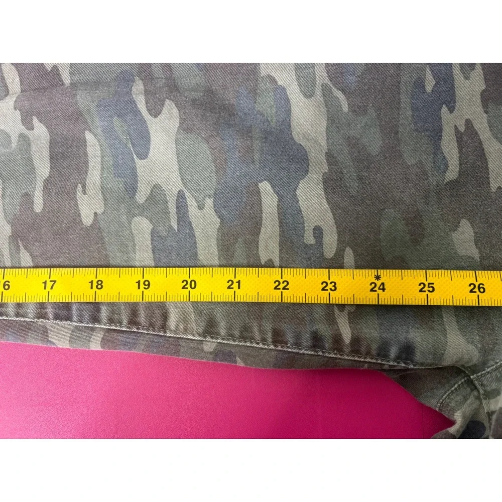FRE PEOPLE Womens Green Camo High Rise Skinny Jeans Sz 27 Stretch Utility Casual